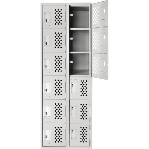 Petit casier perfor&eacute; Clean-Line, 6 niveaux, Bloc de 2, 12" x 72" x 12", Acier Helyx Safety & Industrial Supplies