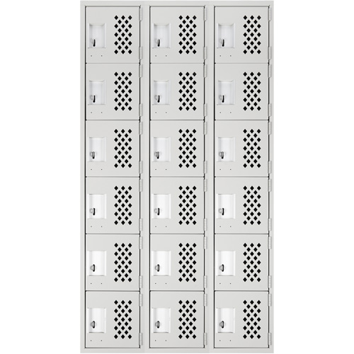 Petit casier perfor&eacute; Clean-Line, 6 niveaux, Bloc de 3, 12" x 72" x 12", Acier Helyx Safety & Industrial Supplies