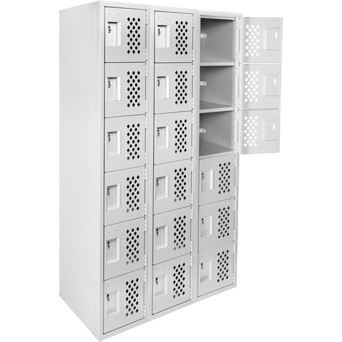 Petit casier perfor&eacute; Clean-Line, 6 niveaux, Bloc de 3, 12" x 72" x 12", Acier Helyx Safety & Industrial Supplies