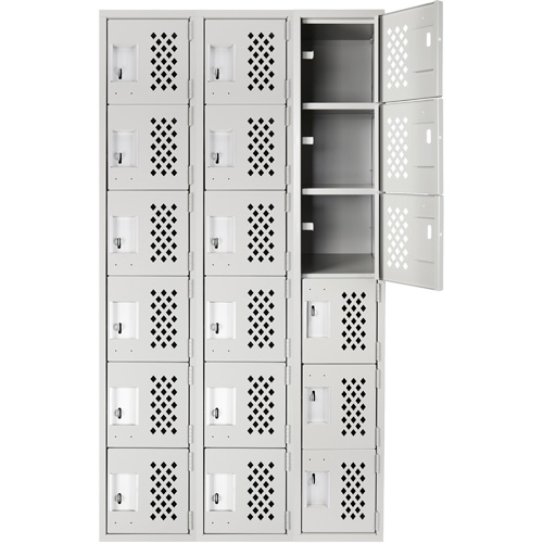 Petit casier perfor&eacute; Clean-Line, 6 niveaux, Bloc de 3, 12" x 72" x 12", Acier Helyx Safety & Industrial Supplies