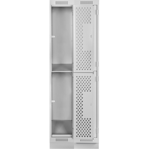 Casiers Clean Line, 2 niveaux, Bloc de 2, 24" x 15" x 76", Acier, Gris, Rivet (assembl&eacute;), Perfor&eacute; Helyx Safety & Industrial Supplies
