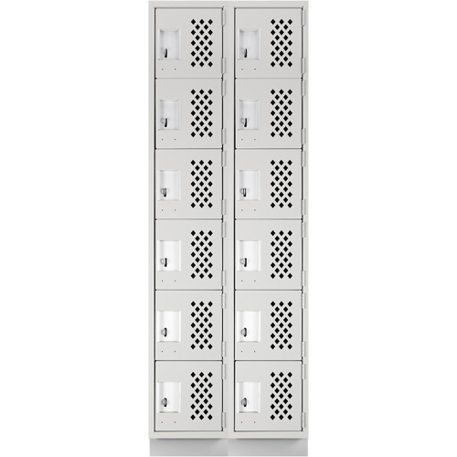 Petit casier perfor&eacute; Clean-Line, 6 niveaux, Bloc de 2, 15" x 72" x 12", Acier Helyx Safety & Industrial Supplies