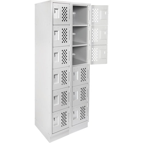 Petit casier perfor&eacute; Clean-Line, 6 niveaux, Bloc de 2, 15" x 72" x 12", Acier Helyx Safety & Industrial Supplies
