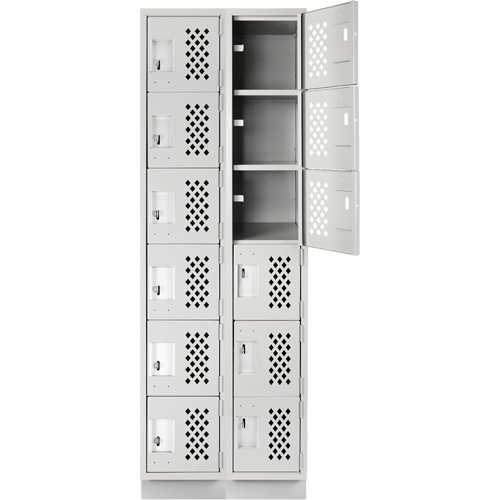 Petit casier perfor&eacute; Clean-Line, 6 niveaux, Bloc de 2, 15" x 72" x 12", Acier Helyx Safety & Industrial Supplies