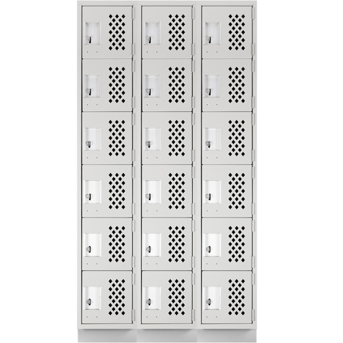 Petit casier perfor&eacute; Clean-Line, 6 niveaux, Bloc de 3, 15" x 72" x 12", Acier Helyx Safety & Industrial Supplies
