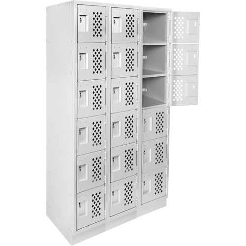 Petit casier perfor&eacute; Clean-Line, 6 niveaux, Bloc de 3, 15" x 72" x 12", Acier Helyx Safety & Industrial Supplies