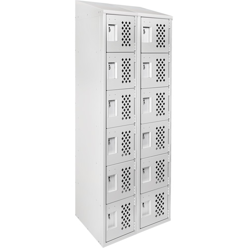 Petit casier perfor&eacute; Clean-Line, 6 niveaux, Bloc de 2, 12" x 72" x 12", Acier Helyx Safety & Industrial Supplies