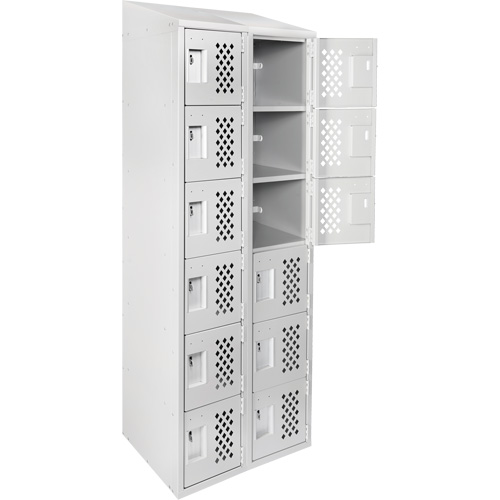 Petit casier perfor&eacute; Clean-Line, 6 niveaux, Bloc de 2, 12" x 72" x 12", Acier Helyx Safety & Industrial Supplies
