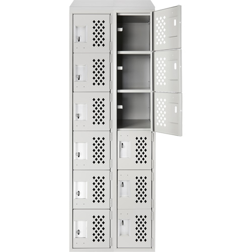 Petit casier perfor&eacute; Clean-Line, 6 niveaux, Bloc de 2, 12" x 72" x 12", Acier Helyx Safety & Industrial Supplies