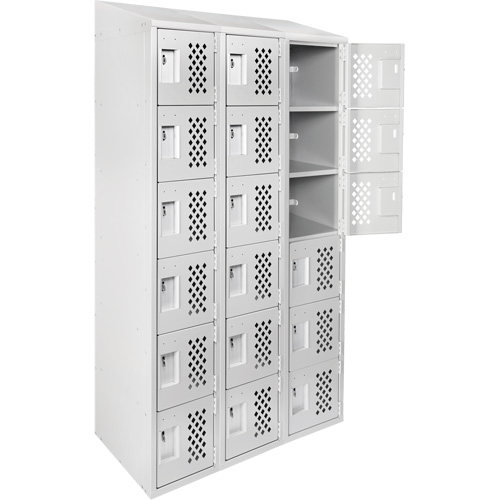 Petit casier perfor&eacute; Clean-Line, 6 niveaux, Bloc de 3, 12" x 72" x 12", Acier Helyx Safety & Industrial Supplies