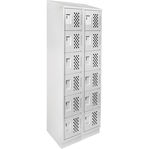 Petit casier perfor&eacute; Clean-Line, 6 niveaux, Bloc de 2, 15" x 72" x 12", Acier Helyx Safety & Industrial Supplies