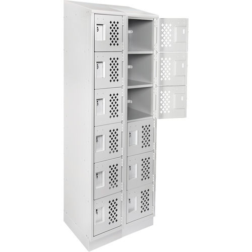 Petit casier perfor&eacute; Clean-Line, 6 niveaux, Bloc de 2, 15" x 72" x 12", Acier Helyx Safety & Industrial Supplies