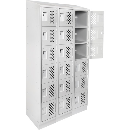 Petits casiers &eacute;conomiques assembl&eacute;s et perfor&eacute;s Clean Line, 6 niveaux, Bloc de 3, 18" x 72" x 12", Acier Helyx Safety & Industrial Supplies