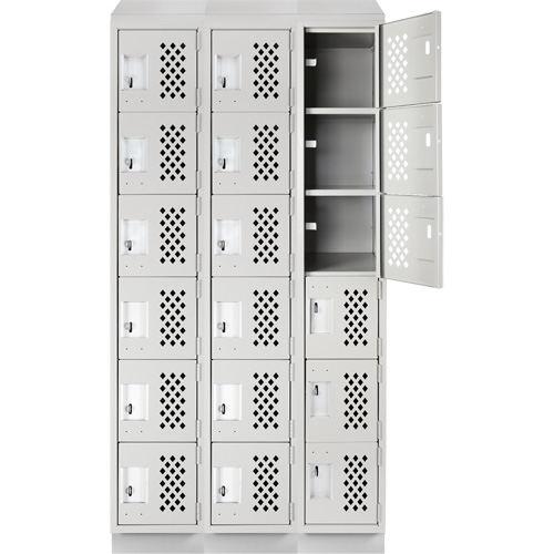 Petits casiers &eacute;conomiques assembl&eacute;s et perfor&eacute;s Clean Line, 6 niveaux, Bloc de 3, 18" x 72" x 12", Acier Helyx Safety & Industrial Supplies