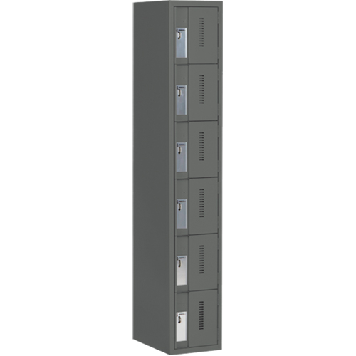 Concorde Heavy-Duty Lockers, 6 -tier, 12" x 18" x 72", Steel, Charcoal, Welded (Assembled) Helyx Safety & Industrial Supplies