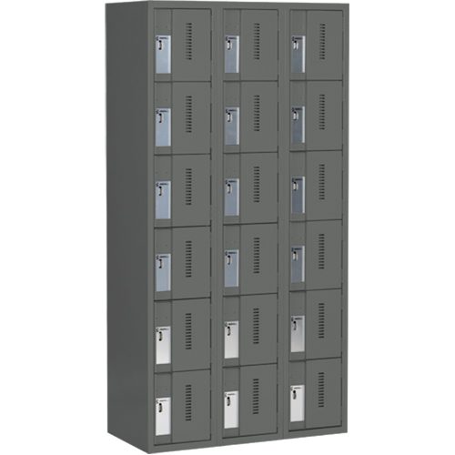 Casiers robustes Concorde, 6 niveaux, Bloc de 3, 36" x 18" x 72", Acier, Charbon, Soud&eacute; (assembl&eacute;) Helyx Safety & Industrial Supplies