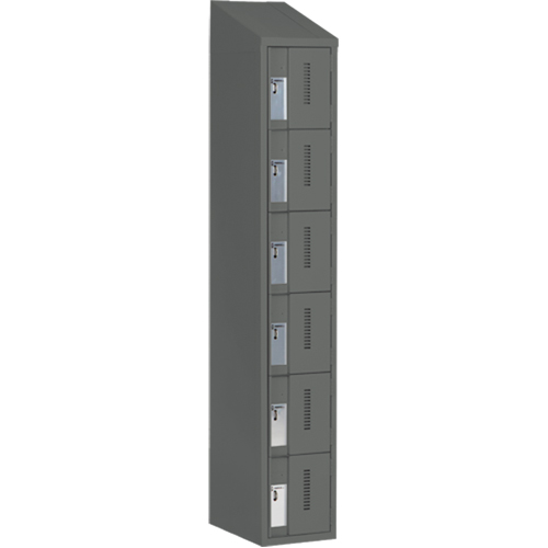 Concorde Heavy-Duty Lockers, 6 -tier, 12" x 18" x 78", Steel, Charcoal, Welded (Assembled) Helyx Safety & Industrial Supplies