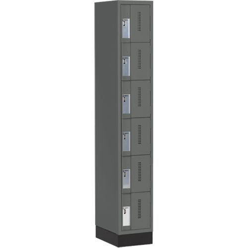 Concorde Heavy-Duty Lockers, 6 -tier, 12" x 18" x 76", Steel, Charcoal, Welded (Assembled) Helyx Safety & Industrial Supplies
