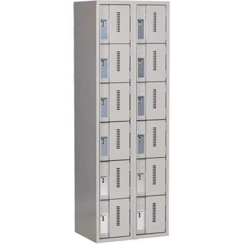 Casiers robustes Concorde, 6 niveaux, Bloc de 2, 24" x 18" x 72", Acier, Gris, Soud&eacute; (assembl&eacute;) Helyx Safety & Industrial Supplies