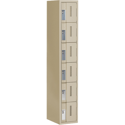 Casiers robustes Concorde, 6 niveaux, 12" x 18" x 72", Acier, Beige, Soud&eacute; (assembl&eacute;) Helyx Safety & Industrial Supplies