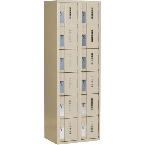 Casiers robustes Concorde, 6 niveaux, Bloc de 2, 24" x 18" x 72", Acier, Beige, Soud&eacute; (assembl&eacute;) Helyx Safety & Industrial Supplies