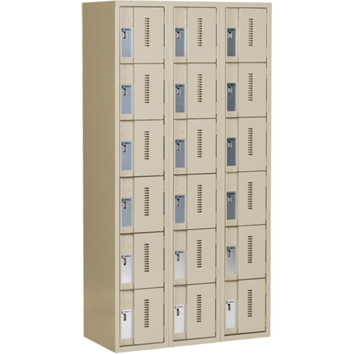 Casiers robustes Concorde, 6 niveaux, Bloc de 3, 36" x 18" x 72", Acier, Beige, Soud&eacute; (assembl&eacute;) Helyx Safety & Industrial Supplies