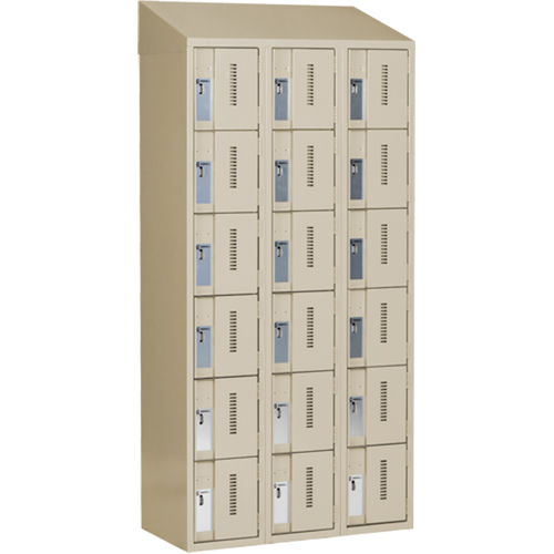 Casiers robustes Concorde, 6 niveaux, Bloc de 3, 36" x 18" x 78", Acier, Beige, Soud&eacute; (assembl&eacute;) Helyx Safety & Industrial Supplies