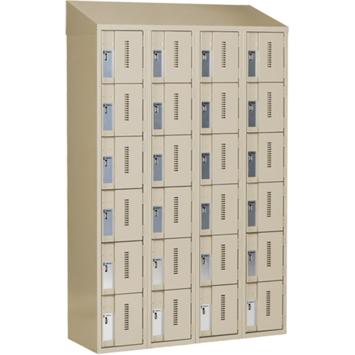 Casiers robustes Concorde, 6 niveaux, Bloc de 4, 48" x 18" x 78", Acier, Beige, Soud&eacute; (assembl&eacute;) Helyx Safety & Industrial Supplies