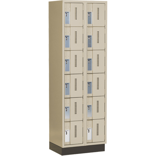Casiers robustes Concorde, 6 niveaux, Bloc de 2, 24" x 18" x 76", Acier, Beige, Soud&eacute; (assembl&eacute;) Helyx Safety & Industrial Supplies