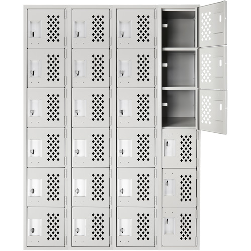 Petits casiers Clean Line, 6 niveaux, Bloc de 4, 18" x 72" x 12", Acier Helyx Safety & Industrial Supplies