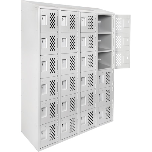 Casiers &eacute;conomiques perfor&eacute;s et assembl&eacute;s Clean Line, 6 niveaux, Bloc de 4, 18" x 72" x 12", Acier Helyx Safety & Industrial Supplies