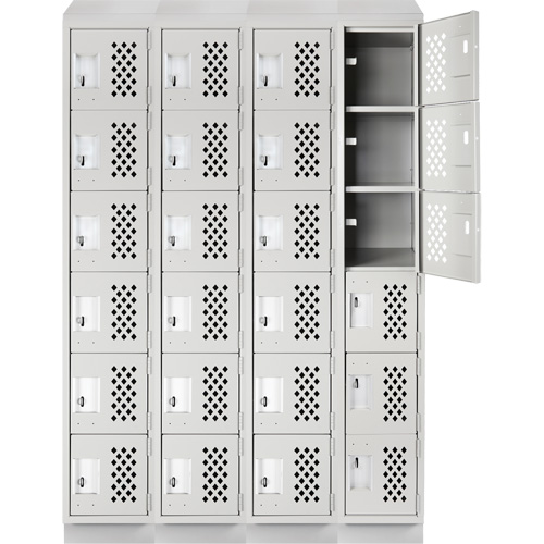 Casiers &eacute;conomiques perfor&eacute;s et assembl&eacute;s Clean Line, 6 niveaux, Bloc de 4, 18" x 72" x 12", Acier Helyx Safety & Industrial Supplies