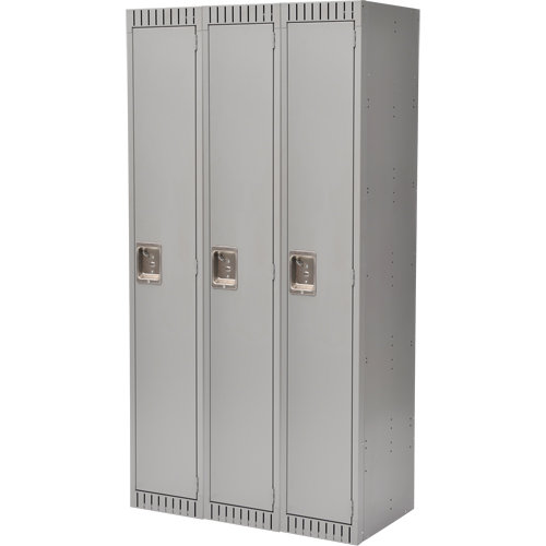 Casiers, Bloc de 3, 36" x 18" x 72", Acier, Gris, D&eacute;mont&eacute; Helyx Safety & Industrial Supplies