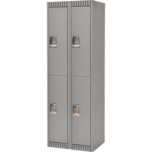 Lockers, 2 -tier, Bank of 2, 24" x 18" x 72", Steel, Grey, Knocked Down Helyx Safety & Industrial Supplies