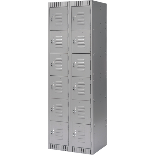 Casiers, 6 niveaux, Bloc de 2, 24" x 18" x 72", Acier, Gris, D&eacute;mont&eacute; Helyx Safety & Industrial Supplies