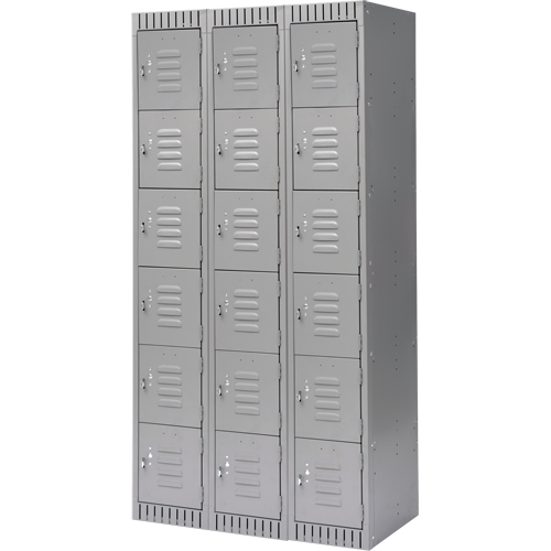 Casiers, 6 niveaux, Bloc de 3, 36" x 18" x 72", Acier, Gris, D&eacute;mont&eacute; Helyx Safety & Industrial Supplies