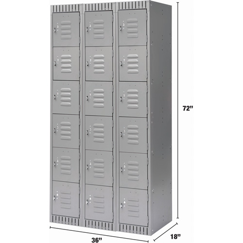 Casiers, 6 niveaux, Bloc de 3, 36" x 18" x 72", Acier, Gris, D&eacute;mont&eacute; Helyx Safety & Industrial Supplies