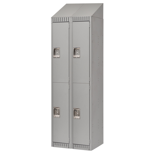 Casiers, 2 niveaux, Bloc de 2, 24" x 18" x 82", Acier, Gris, D&eacute;mont&eacute; Helyx Safety & Industrial Supplies
