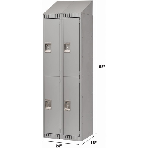Casiers, 2 niveaux, Bloc de 2, 24" x 18" x 82", Acier, Gris, D&eacute;mont&eacute; Helyx Safety & Industrial Supplies