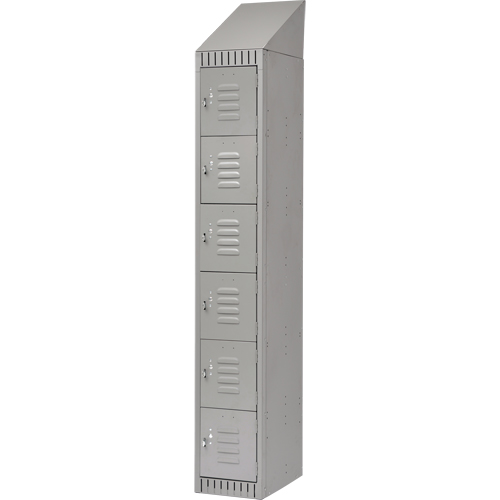 Lockers, 6 -tier, 12" x 18" x 82", Steel, Grey, Knocked Down Helyx Safety & Industrial Supplies