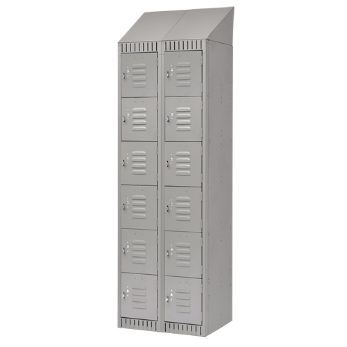 Casiers, 6 niveaux, Bloc de 2, 24" x 18" x 82", Acier, Gris, D&eacute;mont&eacute; Helyx Safety & Industrial Supplies