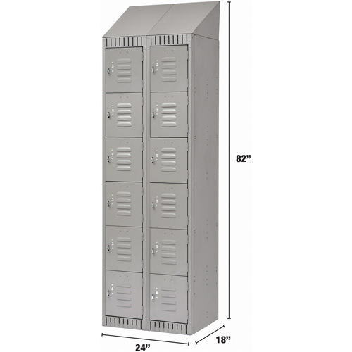 Casiers, 6 niveaux, Bloc de 2, 24" x 18" x 82", Acier, Gris, D&eacute;mont&eacute; Helyx Safety & Industrial Supplies
