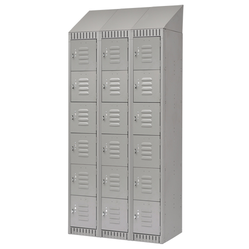 Casiers, 6 niveaux, Bloc de 3, 36" x 18" x 82", Acier, Gris, D&eacute;mont&eacute; Helyx Safety & Industrial Supplies
