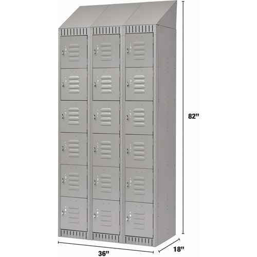 Casiers, 6 niveaux, Bloc de 3, 36" x 18" x 82", Acier, Gris, D&eacute;mont&eacute; Helyx Safety & Industrial Supplies