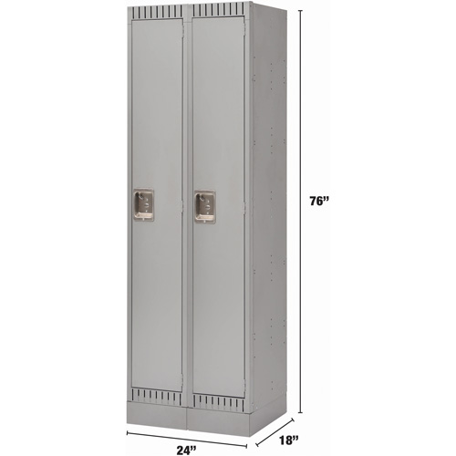 Lockers, Bank of 2, 24" x 18" x 76", Steel, Grey, Knocked Down Helyx Safety & Industrial Supplies