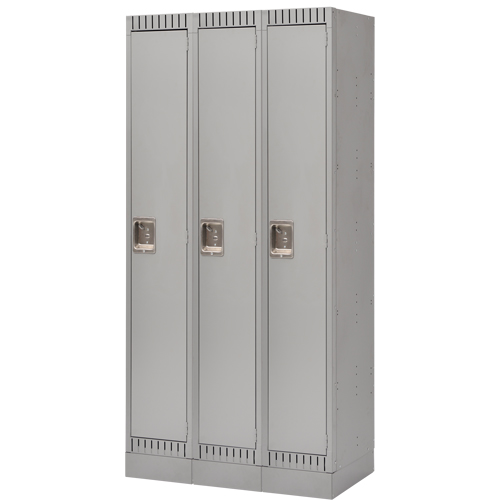 Casiers assembl&eacute;s, Bloc de 3, 36" x 18" x 72", Acier, Gris, Rivet (assembl&eacute;) Helyx Safety & Industrial Supplies