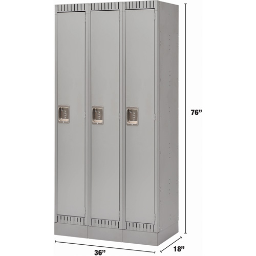 Casiers, Bloc de 3, 36" x 18" x 76", Acier, Gris, D&eacute;mont&eacute; Helyx Safety & Industrial Supplies