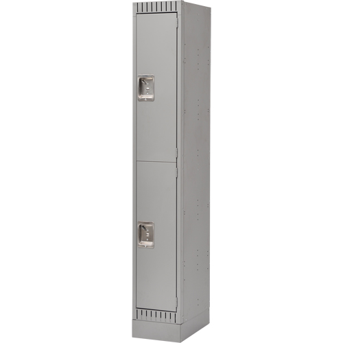 Lockers, 2 -tier, 12" x 18" x 76", Steel, Grey, Knocked Down Helyx Safety & Industrial Supplies