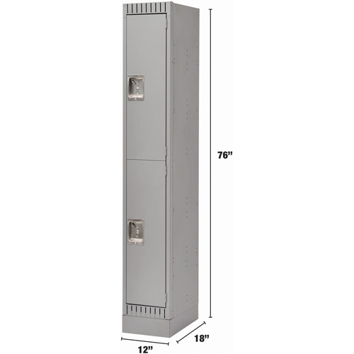 Lockers, 2 -tier, 12" x 18" x 76", Steel, Grey, Knocked Down Helyx Safety & Industrial Supplies