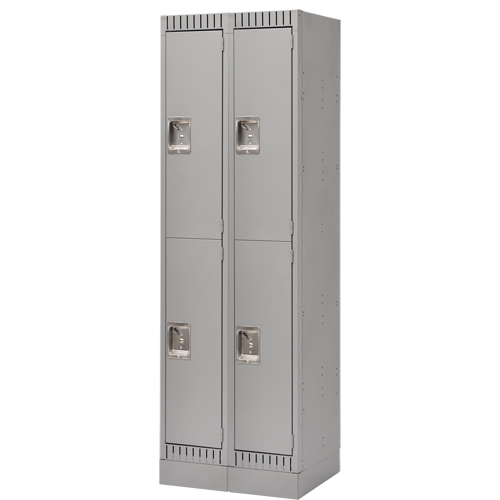 Casiers assembl&eacute;s, 2 niveaux, Bloc de 2, 24" x 18" x 72", Acier, Gris, Rivet (assembl&eacute;) Helyx Safety & Industrial Supplies